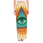 Illuminati Eye of Providence Print High Slit Maxi Skirt