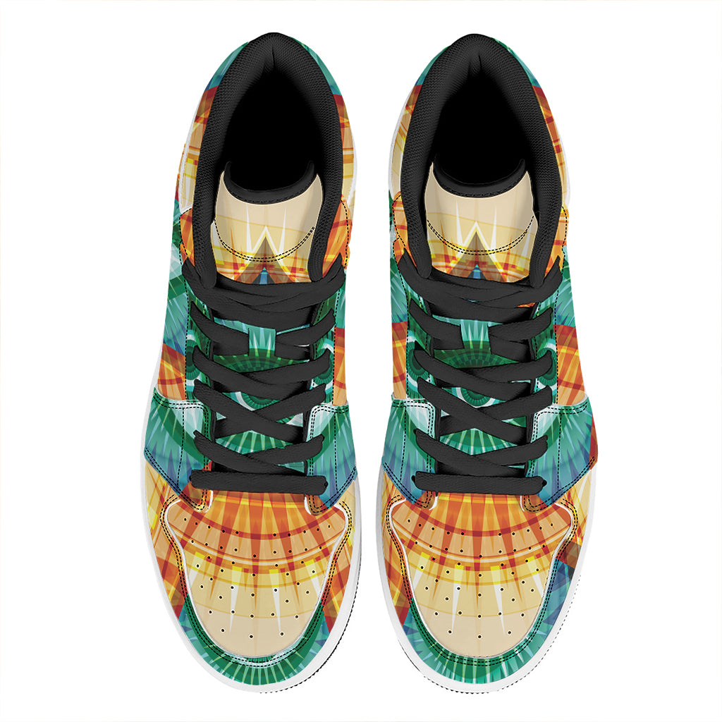 Illuminati Eye of Providence Print High Top Leather Sneakers