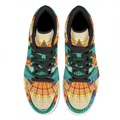 Illuminati Eye of Providence Print High Top Leather Sneakers