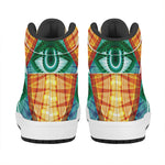 Illuminati Eye of Providence Print High Top Leather Sneakers