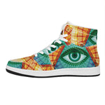 Illuminati Eye of Providence Print High Top Leather Sneakers