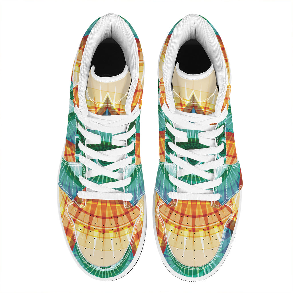 Illuminati Eye of Providence Print High Top Leather Sneakers