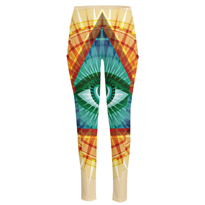 Illuminati Eye of Providence Print High-Waisted Pocket Leggings