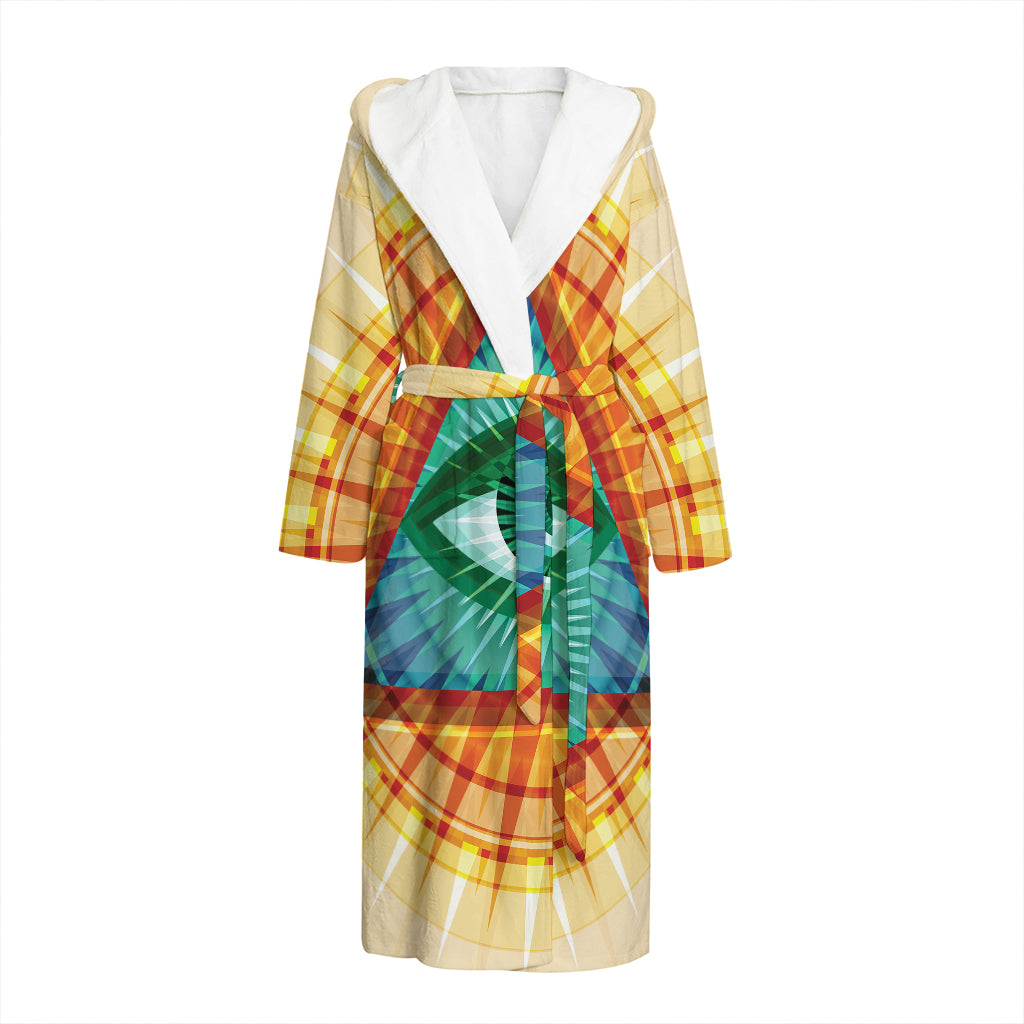 Illuminati Eye of Providence Print Hooded Bathrobe