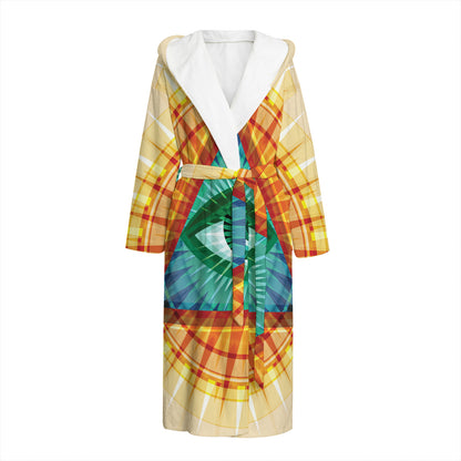 Illuminati Eye of Providence Print Hooded Bathrobe