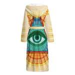 Illuminati Eye of Providence Print Hooded Bathrobe