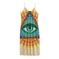 Illuminati Eye of Providence Print Jersey Midi Cami Dress