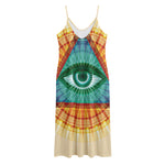 Illuminati Eye of Providence Print Jersey Midi Cami Dress