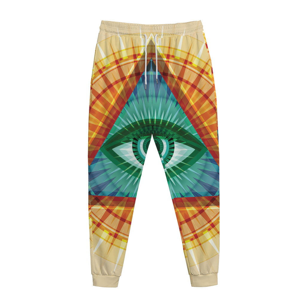 Illuminati Eye of Providence Print Jogger Pants