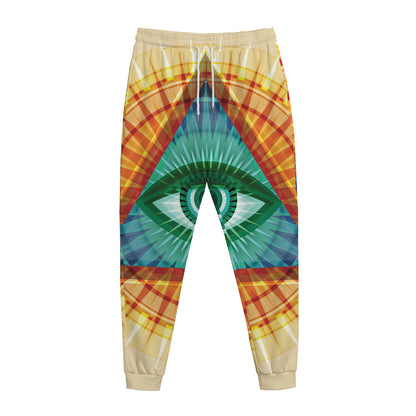 Illuminati Eye of Providence Print Jogger Pants