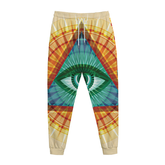 Illuminati Eye of Providence Print Jogger Pants