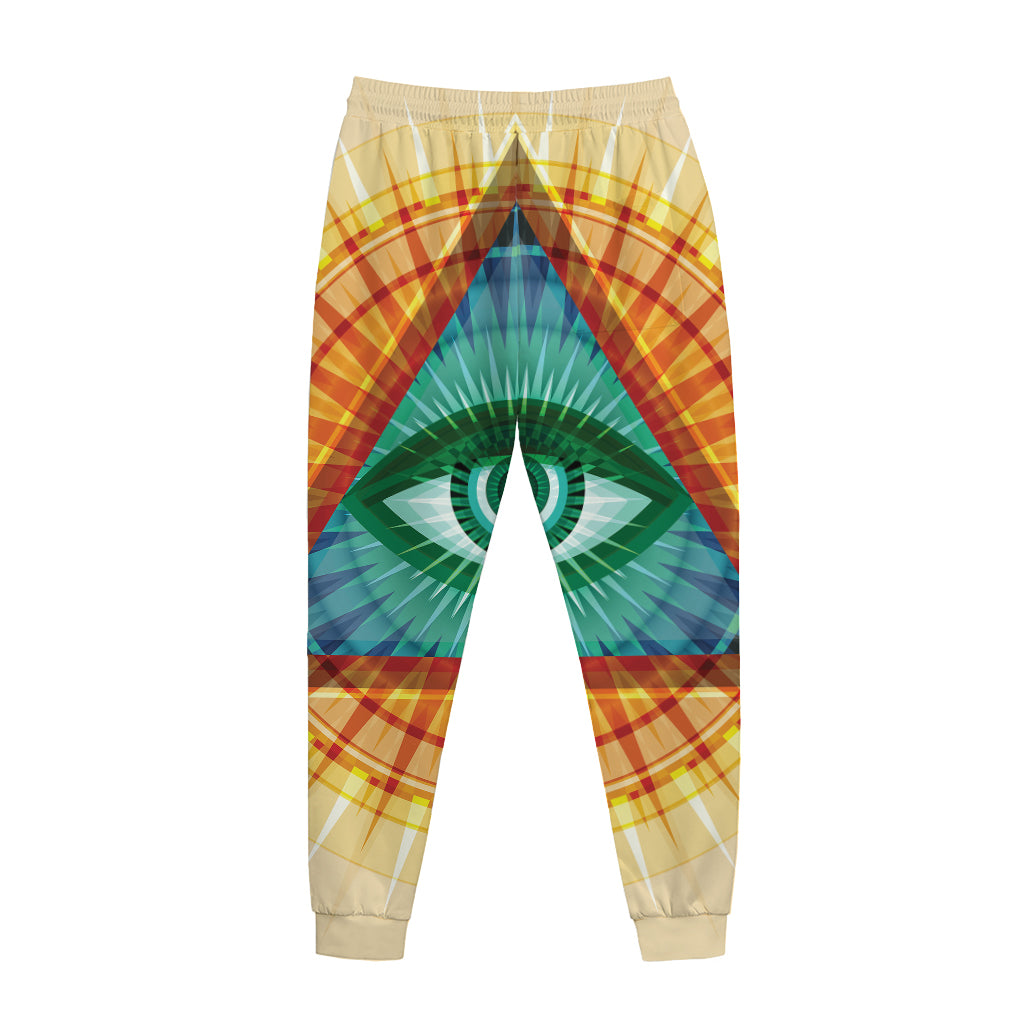 Illuminati Eye of Providence Print Jogger Pants
