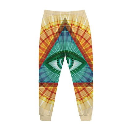 Illuminati Eye of Providence Print Jogger Pants
