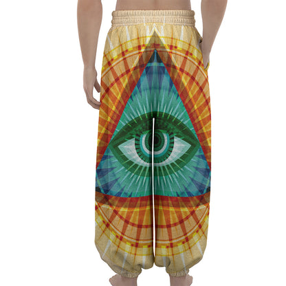 Illuminati Eye of Providence Print Lantern Pants