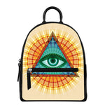 Illuminati Eye of Providence Print Leather Backpack