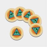 Illuminati Eye of Providence Print Leather Coaster Set