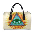 Illuminati Eye of Providence Print Leather Duffel Bag