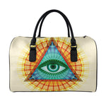 Illuminati Eye of Providence Print Leather Duffle Bag