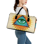 Illuminati Eye of Providence Print Leather Duffle Bag