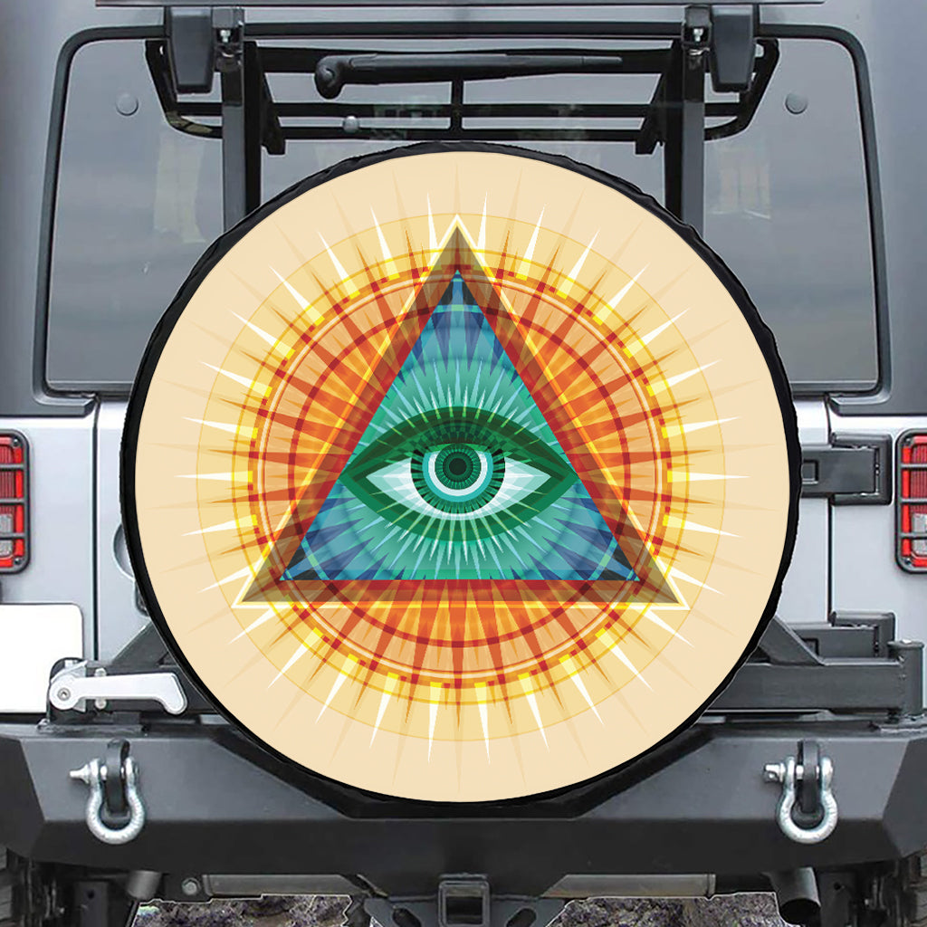 Illuminati Eye of Providence Print Leather Spare Tire Cover