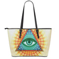 Illuminati Eye of Providence Print Leather Tote Bag With Zipper