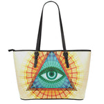 Illuminati Eye of Providence Print Leather Tote Bag