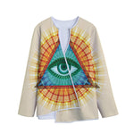 Illuminati Eye of Providence Print Long Sleeve Short Coat
