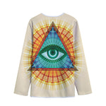 Illuminati Eye of Providence Print Long Sleeve Short Coat