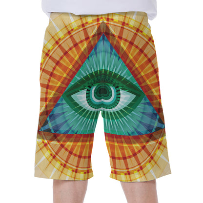 Illuminati Eye of Providence Print Men's Beach Shorts