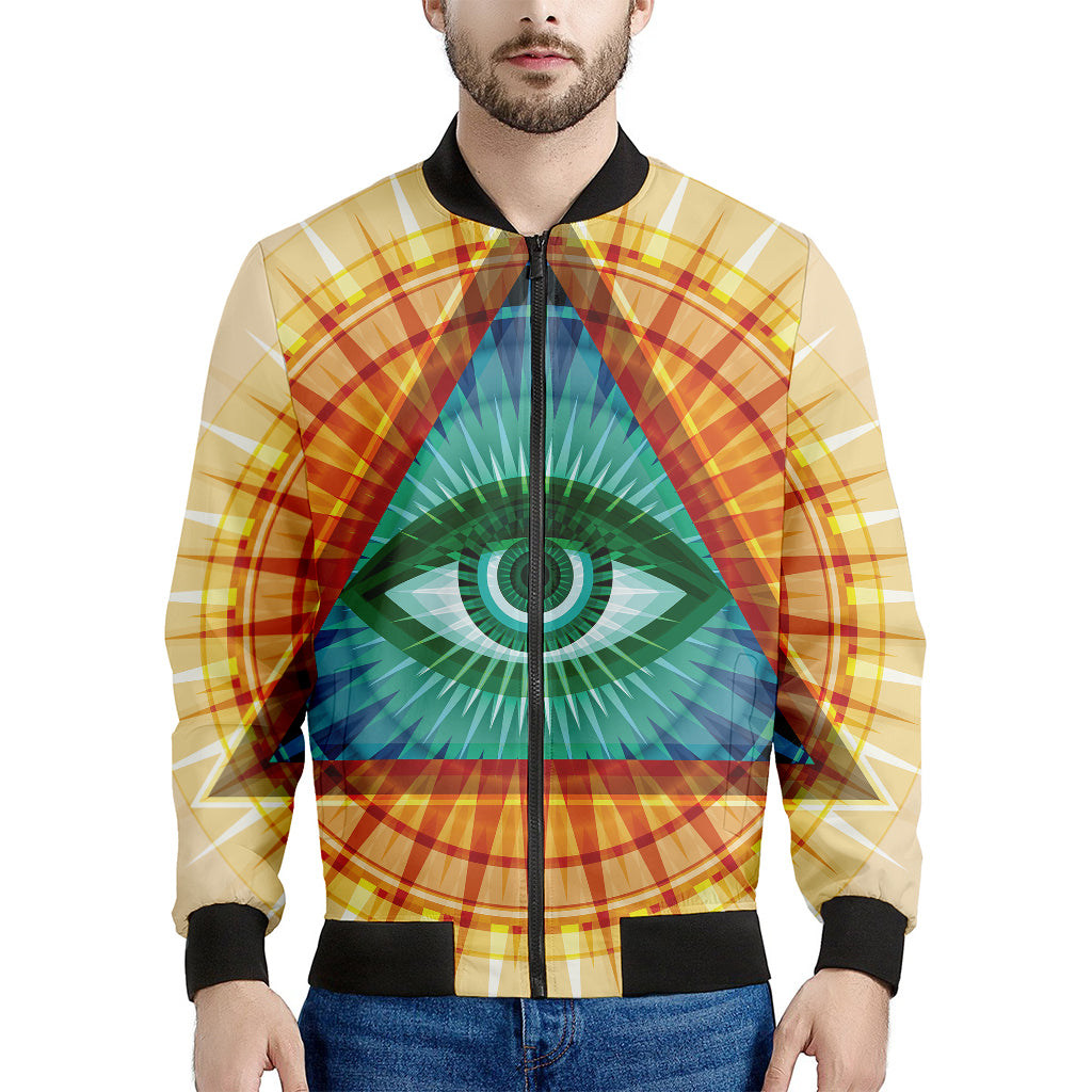 Illuminati Eye of Providence Print Men's Bomber Jacket