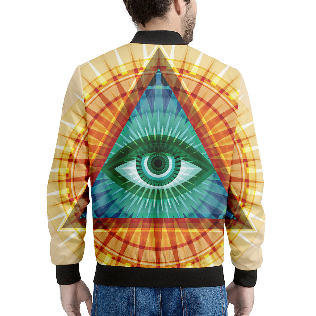 Illuminati Eye of Providence Print Men's Bomber Jacket