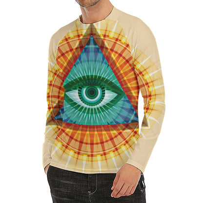 Illuminati Eye of Providence Print Men's Long Sleeve Rash Guard