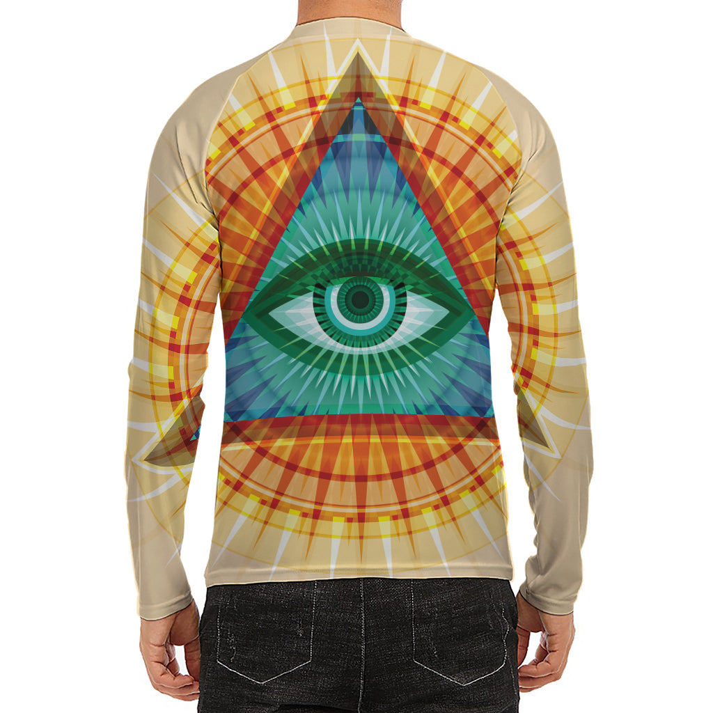 Illuminati Eye of Providence Print Men's Long Sleeve Rash Guard