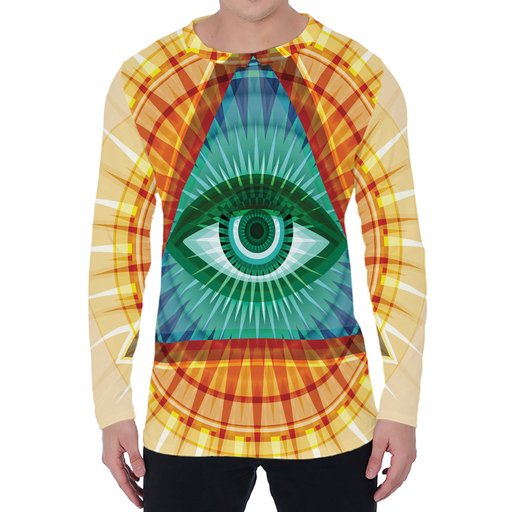 Illuminati Eye of Providence Print Men's Long Sleeve T-Shirt