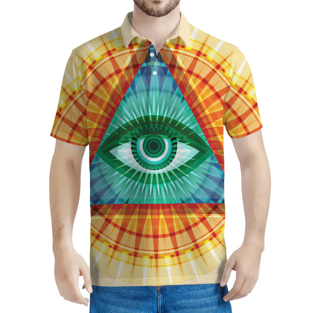 Illuminati Eye of Providence Print Men's Polo Shirt