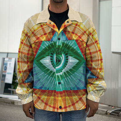 Illuminati Eye of Providence Print Men's Shirt Jacket