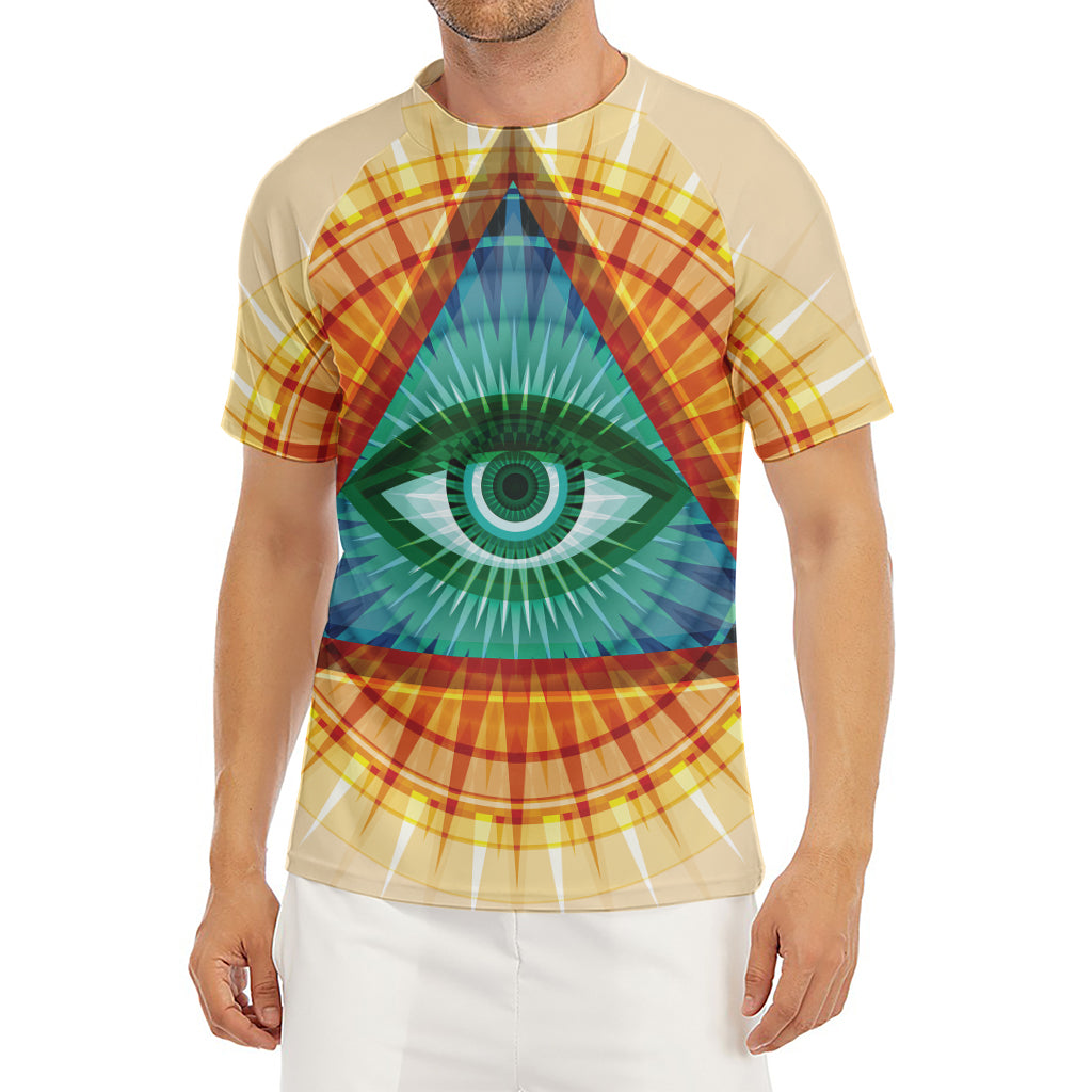 Illuminati Eye of Providence Print Men's Short Sleeve Rash Guard