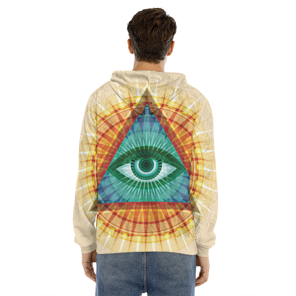Illuminati Eye of Providence Print Men's Velvet Pullover Hoodie