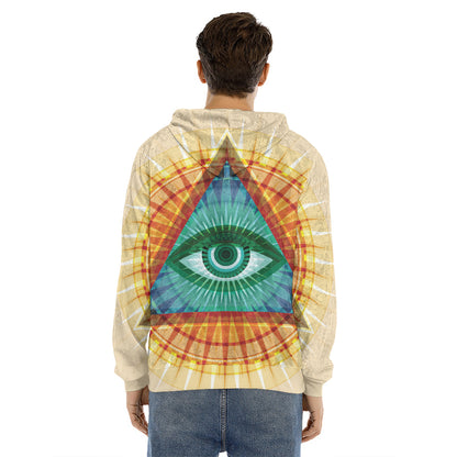 Illuminati Eye of Providence Print Men's Velvet Pullover Hoodie