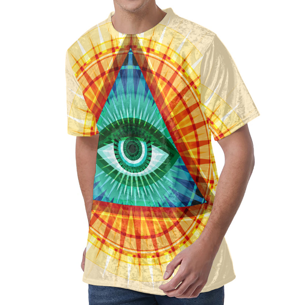 Illuminati Eye of Providence Print Men's Velvet T-Shirt
