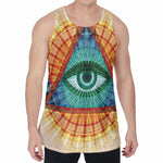 Illuminati Eye of Providence Print Men's Velvet Tank Top