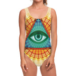 Illuminati Eye of Providence Print One Piece Swimsuit