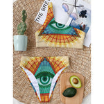 Illuminati Eye of Providence Print One Shoulder Bikini Top
