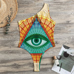 Illuminati Eye of Providence Print One Shoulder Bodysuit