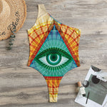 Illuminati Eye of Providence Print One Shoulder Bodysuit
