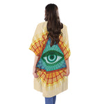 Illuminati Eye of Providence Print Open Front Beach Cover Up