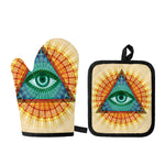 Illuminati Eye of Providence Print Oven Mitt And Pot Holder Set