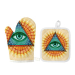 Illuminati Eye of Providence Print Oven Mitt And Pot Holder Set