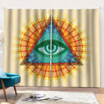 Illuminati Eye of Providence Print Pencil Pleat Curtains