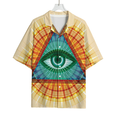 Illuminati Eye of Providence Print Rayon Hawaiian Shirt